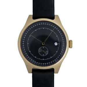 Squarestreet Contemporary Aluminum Men's Watch Swiss Quartz Black Leather